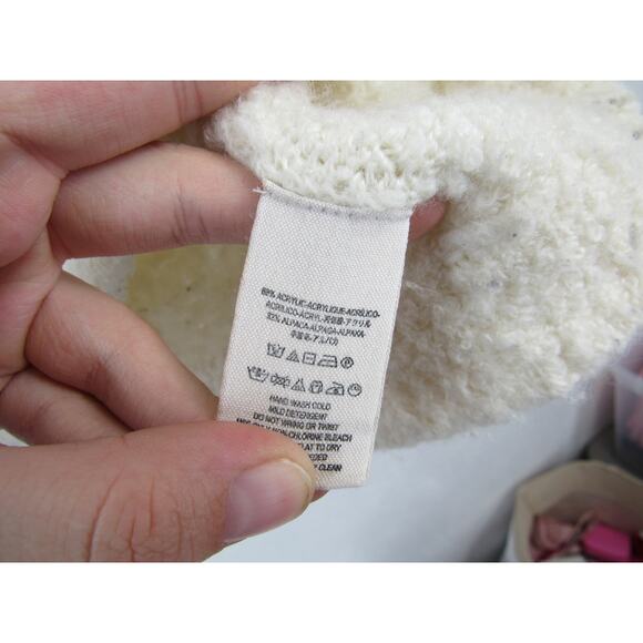 Free People XS Ivory Lofty Boucle Slouchy V-Neck Pullover Alpaca Blend Sweater - Picture 6 of 7